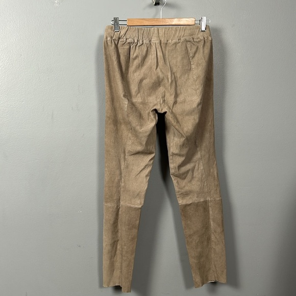 Beige Faux Suede Slim Elastic Band Pants size 44 US 4 -6 sexy soft - Picture 8 of 16